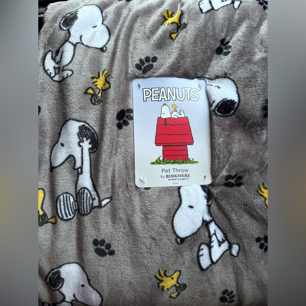 Peanuts/Snoopy- Gray Blanket with Snoopy and Woodstock